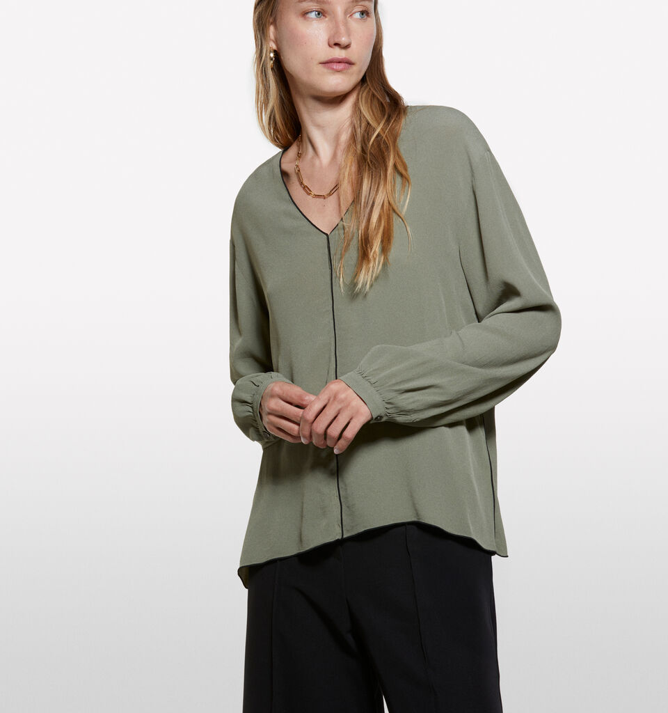 Blusa over fit verde militare - bluse da donna - Verde Militare | Sisley image number 3